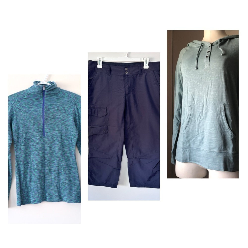 Lot 3 Columbia Active Small Hoodie Small 1/2 Zip Top 8 Adjustable Waist Capri